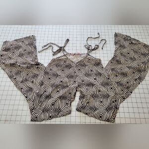 Urban Outfitters Abstract Print Side Tie Cutout Pants